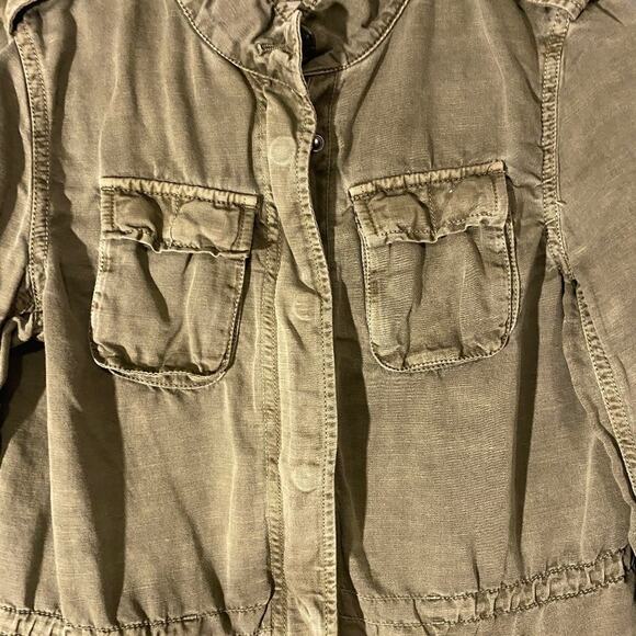 Loft Army Green Utility Mock Neck Full Zip Jacket Women Sz XSP - Picture 5 of 8